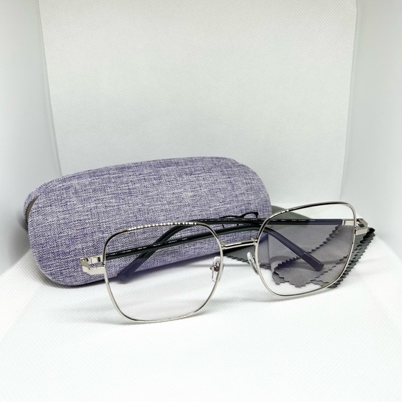 Silver and Black Frame Blue Light Blocking Optical Glasses with Hard Case - Picture 1 of 4